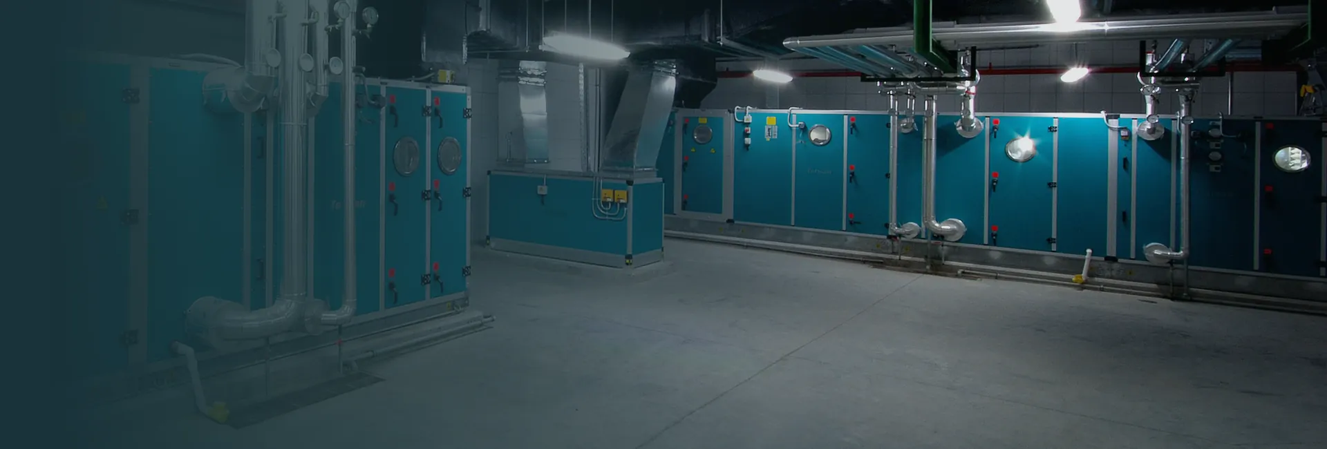Air handling units in a plant room